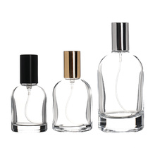 Customized 30ml 50ml 100ml Round Glass Bottle With Mist Pump Corp Top Perfume Bottle